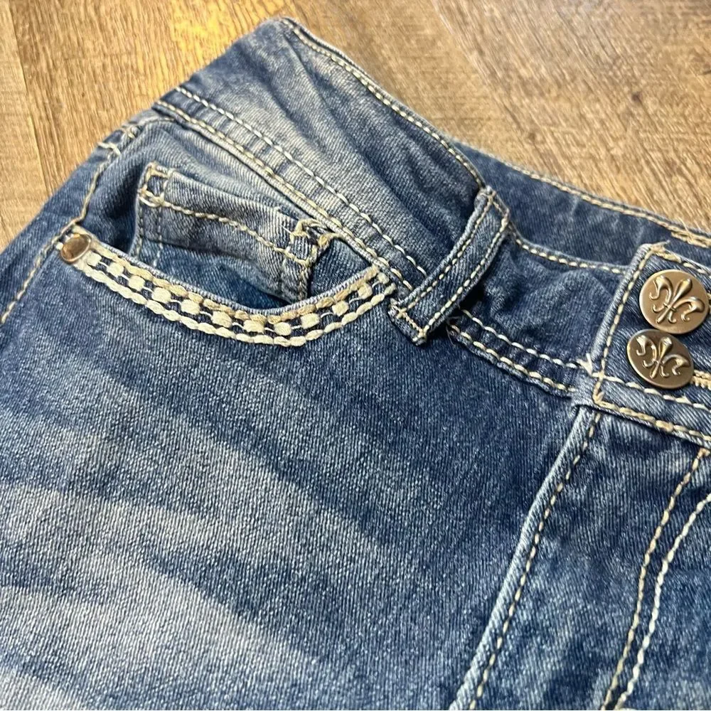 Faded Glory Girls Bootcut Jeans 7 Embroidered Back Pockets Adjustable Waist - Picture 4 of 12